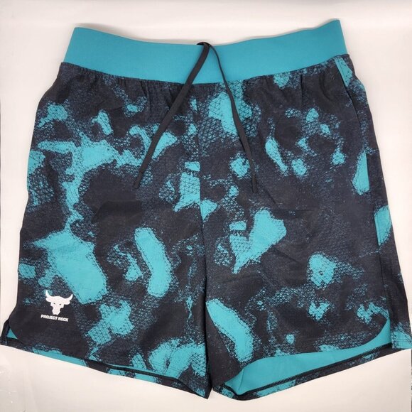 Under Armour Project Rock Woven Camo Printed Shorts 1377438-722 - Picture 2 of 7